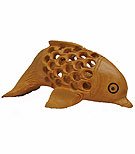 DOLPHIN WOODEN FIGURINE SCULPTURE WITH A BABY