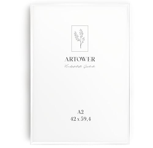 Artower® Bilderrahmen Weiß Metall Dünner Rahmen für DIN A2 42 x 59,4 cm