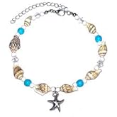Iwana-Waves Seashell Anklets for woman with Starfish Charm, Turquoise Beads, Adjustable Beach Ankle Brace, anklet waterproof, novelty anklets, jewerly for woman, bracelet anklet