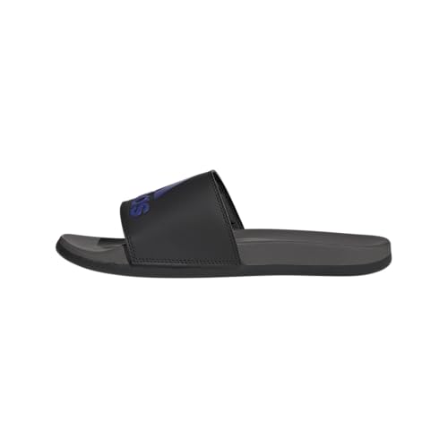 adidas Unisex Adilette Comfort Slide Sandal, Black/Lucid Blue/Charcoal, 11 US Men