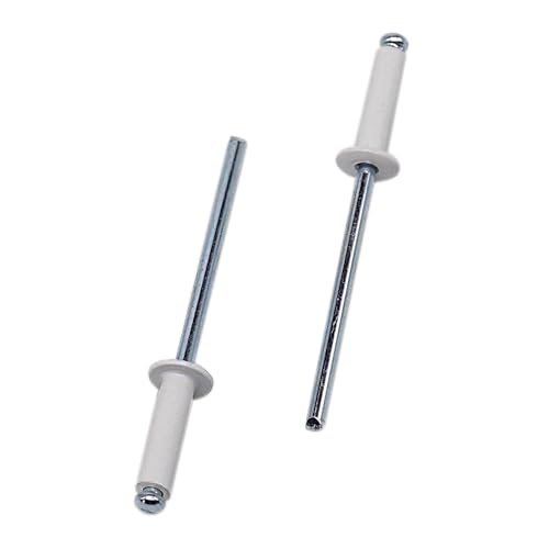 SKIR'CO (300 pcs) Painted Blind Rivets 3.2 x 12 mm, Aluminium Blind Rivets, DIN 7337, Dome Head, Steel Mandrel, Pop Rivets (Pure White RAL 9010)