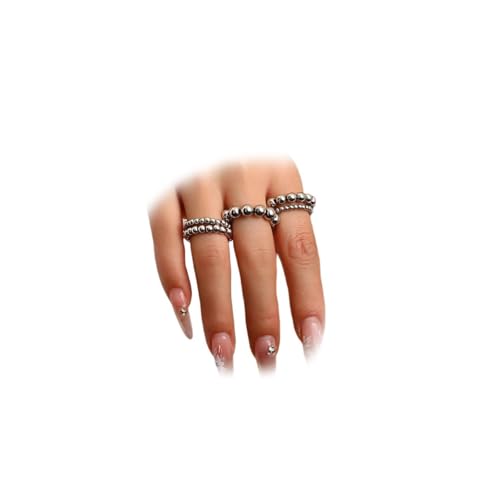 SAVNOJW 5Pcs Cute Gold Stretch Beaded Rings Stack Set for Women(S) at Amazon