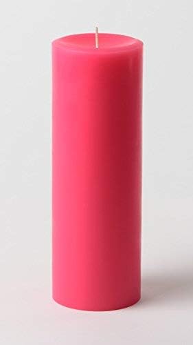 MIster Candle - 3 inch by 9 inch Tall Unscented Solid Color Pillar Candles (Set of 2) for Home Décor, Wedding Receptions - Made in USA (Hot Pink)