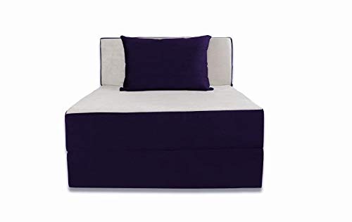Sofa Set Duo Single Sofa With Cushion Dark Blue And Creamy
