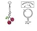 playful piercings Fake Belly Navel Non Clip on Red Sweet Cherry's Cherries Dangle Ring