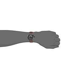 Invicta "aviador Acero Inoxidable y piel Casual reloj de cuarzo de los hombres, color: café (Modelo: 22975)