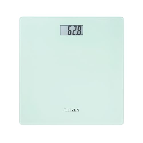 Citizen Digital Tempered Glass Bathroom Scale, 0.1 kg Precise Bathroom Scale with Large LCD Display, Step-On Technology, Ultra-Slim Design 22 mm, White