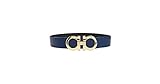 Salvatore Ferragamo Black/Blue Reversible Big Gold Buckle Belt