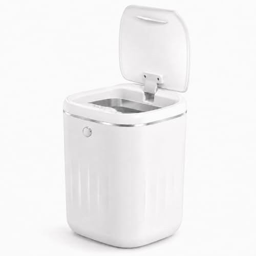 Lixeira Inteligente 20L Premium com Sensor Infravermelho de Movimento, Abertura Automática Sem Toque, Botão Touch e Sensor de Vibração, Tampa Silenciosa para Banheiro, Cozinha e Escritório