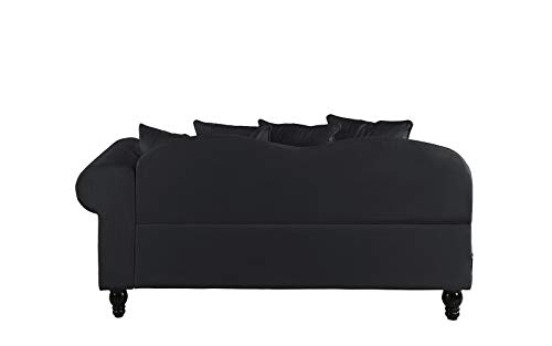 Large Classic Velvet Fabric Living Room Chaise Lounge with Nailhead Trim (Black) - Thumbnail 4