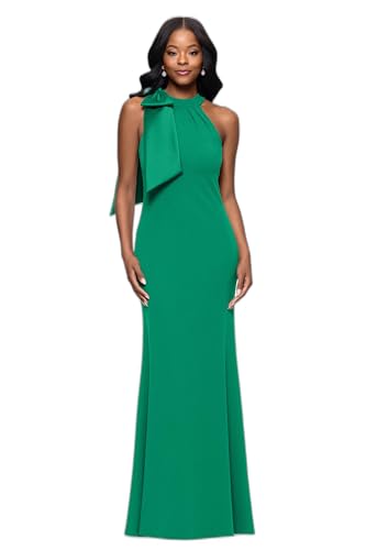 Betsy & Adam Women's Floor-Length, Sleeveless, Bow Detail, with Fitted Silhouette, Green, 8 at Amazon