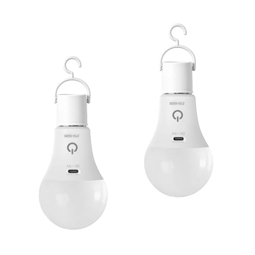 Ketom Remote Control Light Bulb E27 Rechargeable Bulb with Timer | 7 W rechargeable LED lamps, 3 colours and dimmable, touch control, pack of 2 wireless decorative lamp bulbs, emergency light