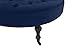 Divano Roma Furniture - Round Tufted Microfiber Coffee Table with Casters, Ottoman with Wheels (Navy)