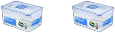 Lock & Lock HPL815D Rectangular Storage Container - Clear/Blue, 1.1 L (Pack of 2)