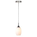 Globe Electric Delisle 1-Light Mini Pendant, Brushed Steel Finish, White Glass Shade, 64725 (Tools &amp; Home Improvement)