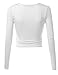 VETIOR Women's Deep V Neck Long Sleeve Unique Cross Wrap Slim Fit Crop Tops Medium White