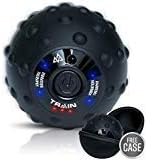 Massage Ball Pulse Vibration Massager with EVA Case for Plantar Fasciitis, Foot, Neck, Hand, Calf, Back Massage Pain Relief – Physical Therapy Grade Trigger Point Myofascial Release [Black-Black]