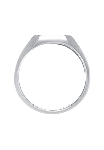 Kuzzoi Men's Signet Ring Octagon with Black Enamel in Solid 925 Sterling Silver, 10 mm Wide, Classic Silver Ring for Men, Polished in Size 60-66, 0610882720