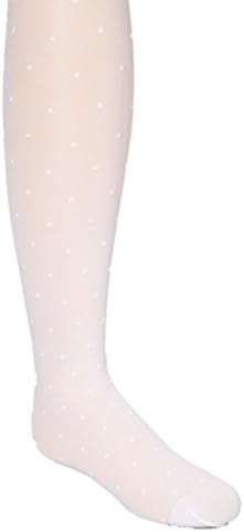 LIG Girls Crystal Soft Dot Sheer Pantyhose / Tights 8-10 White