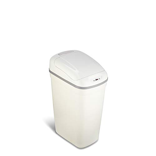 NINESTARS DZT-27-1GY Automatic Touchless Infrared Motion Sensor Trash Can, 7 Gal 27L, ABS Plastic Base (Rectangular, Grey Lid)