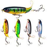 MINGZE 5-Pack Whopper Plopper Bass Lure 0.46oz/3.94 inch Artificial Hard Bait Topwater Floating Fishing Lures