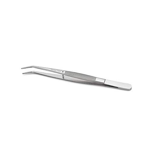6-inch Stainless Steel Sewing Machine Tweezers Set (2-pc) with Curved Serrated Tip Multipurpose Forceps for Craft Repairing