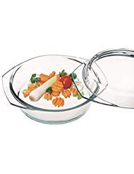 Simax Clear Round Glass Casserole | With Lid, Heat, Cold and Shock Proof, Made in Europe, 1 Quart