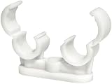 fiXte 5x Double Pipe Clips White 15mm Pipes Quick Lock Snap Tight Stand-off view 2