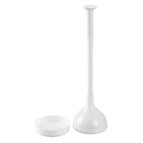 mDesign Plastic Freestanding Hideaway Toilet Plunger Holder with Drip