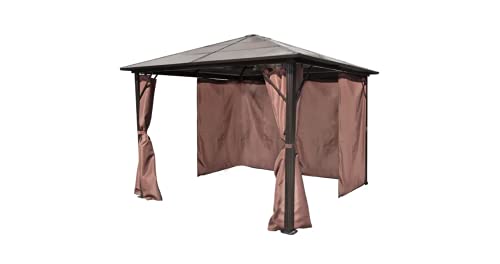 Pavillon mit Vorhängen Braun Gartenbauten Pavillons und Partyzelte stabil Aluminium 300 x 300 cm – Bild 5