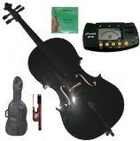 Merano 4/4 (Full) Size Black Cello with Bag and Bow + Extra Set of Strings+Metro Tuner+Bridge+Rosin - Thumbnail 4