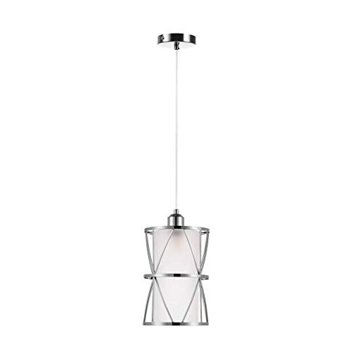 SHENGQINGTOP Modern Cylindrical Pendant Light with Frosted Glass, Brushed Nickel Hanging Light, Transitional Metal Pendant Lighting Fixture for Kitchen Island Sink Dining Room Bar, Led Bulb Included