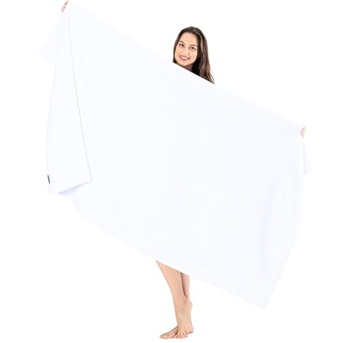 SALBAKOS Luxury 100% Turkish Cotton Bath Sheet 40x80 in (1-Piece, White)