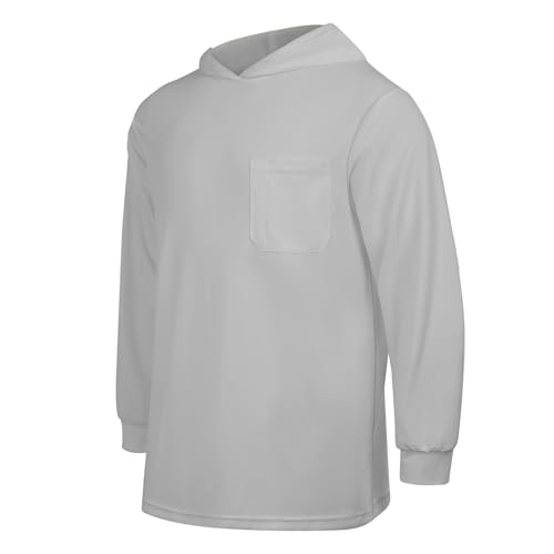 Uno Mejor Hi Vis Shirts for Men, High Visibility Shirts with Hood, Safety Shirts with Long Sleeves, Construction Work Shirts for Men, Lightweight, Breathable, UCH-Light Grey XL at Amazon