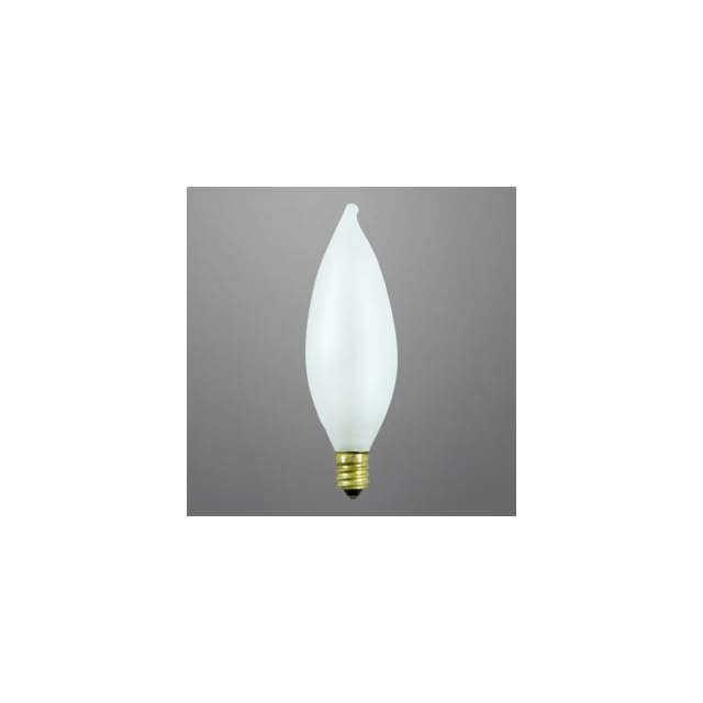 CHANDELIER DECORATIVE CANDELABRA LIGHT BULB 25 WATTS FLAME TIP FROSTED