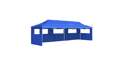 Faltzelt Partyzelt Pop-Up mit 5 Seitenwänden Gartenbauten Pavillons und Partyzelte stabil 3 x 9 m Blau – Bild 3