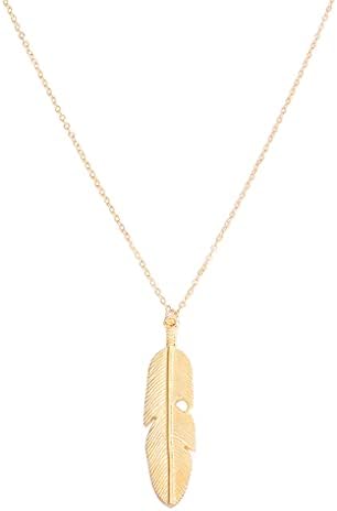 Yalice Boho Feather Pendant Necklace Chain Long Leaf Necklaces