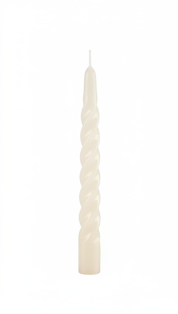 Cereria di Giorgio, Risthò, Ivory Lacquered Spiral Tapered Wax Candles, 2.2 x 2.2 x 21 cm, Pack of 6