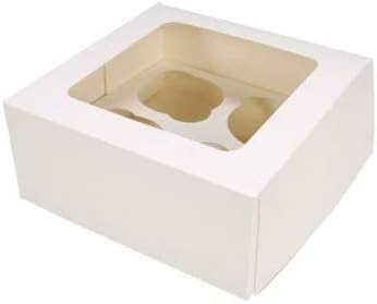 Set of 25 Cupcake Boxes, Muffin Case Boxes, For 4 Cupcakes or Muffins, Gift Box, Storage Box, With Insert