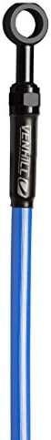 Venhill YAM-6026R - Yamaha R6 2006-2016 Rear Braided Stainless Steel Brake Line - Blue w/Black Banjos and Bolts