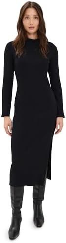 vince elbow sleeve turtleneck midi dress Women's Elbow-Sleeve Turtleneck Dress, Black, Size XL