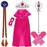 ANNTOY Princess Dress Up 7 Pcs Anna Costume Crown Gloves Wig Wand Cloak Mask Princess Accessories for Girls(Red)