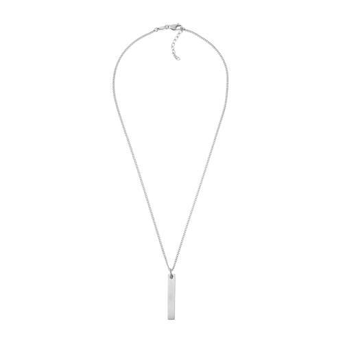 Fossil Collier Pour Homme Vintage Casual, L : 508mm + 50.8mm W : 8mm Collier En Acier Inoxydable Argenté, JF03988040