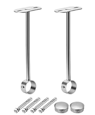 BOXONLY 25mm Dia,300mm Height,Shower Curtain Rod Lever Support Holder Pipe Flange Socket,Wardrobe Tube Brackets,2PCS — image 1