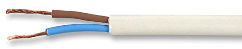 PRO ELEC PEL01026 – 0.5 mm² 2192Y Flat 2‑Core Mains Cable, 3 A, White (100 m Reel)