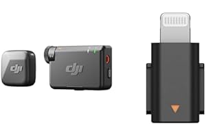 DJI Mic Mini (1 TX + 1 RX) with Mic Mini Mobile Phone Adapter (Lightning), Ultralight, Detail-Rich Audio, Noise Cancelling, A