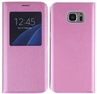 Galaxy S7 - S View Full Body Coverage Luxury Ultra-thin Flip PU Leather Cover Case for Samsung Galaxy S7 - Pink