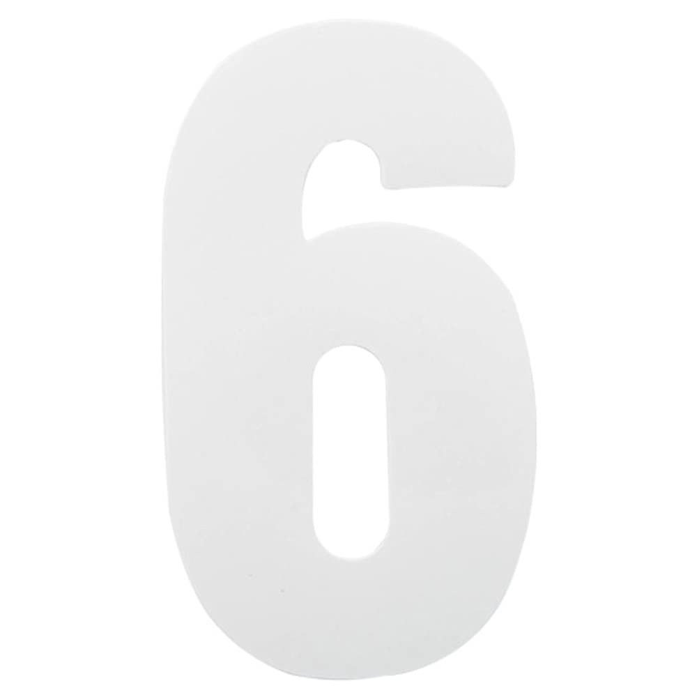 Merriway BH04245 (3 Pcs) White Vinyl Stick-On Wheelie Bin Post Box Crate Dust Bin Numbers, 150mm (6 inch) Number 6 - Pack of 3 Pieces