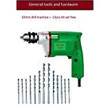 Tools Powerful Electric Drill Machine 10 mm with 13 Pieces Hss Bit Set