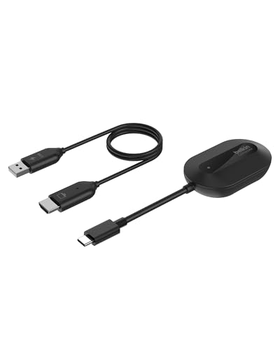 Belkin ConnectAir Wireless HDMI Adapter, Plug and Play Transmitter und Receiver fuer USB C Laptop, Tablet, Handy, Projektor, 1080p bei 60 Hz HD Streaming, Bildschirmfreigabe – funktioniert ohne WLAN